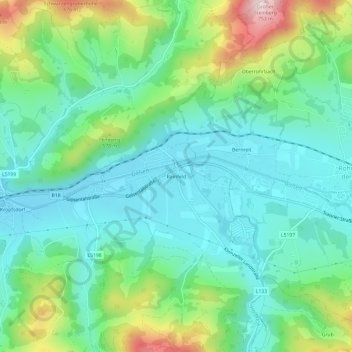 Topografische Karte Rainfeld, Höhe, Relief