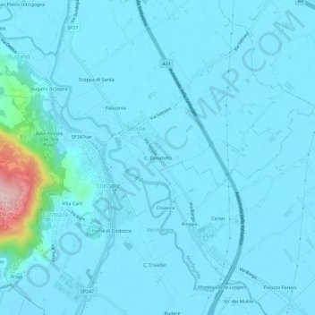 Topografische Karte C. Donatello, Höhe, Relief