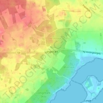 Topografische Karte Langebæk, Höhe, Relief