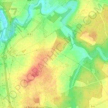 Topografische Karte Mervant, Höhe, Relief