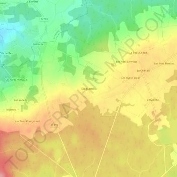 Topografische Karte Guilguerois, Höhe, Relief