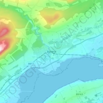 Topografische Karte Alness, Höhe, Relief