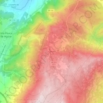 Topografische Karte Guilhado, Höhe, Relief