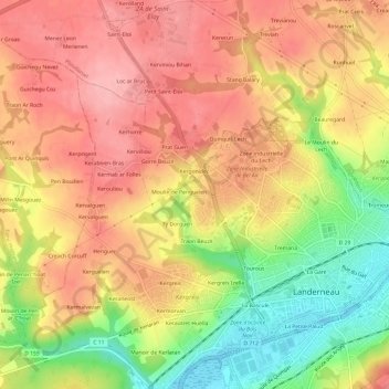 Topografische Karte Penguelen, Höhe, Relief