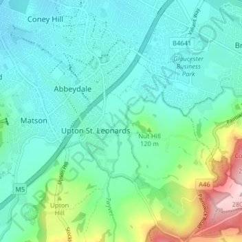 Topografische Karte Bondend, Höhe, Relief