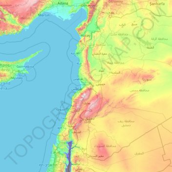 Topografische Karte Akkar, Höhe, Relief