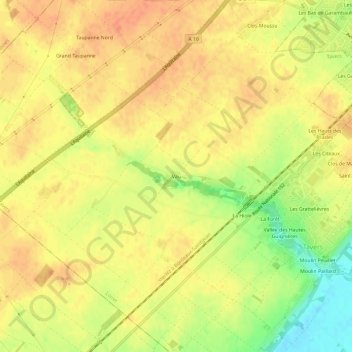 Topografische Karte Vau, Höhe, Relief