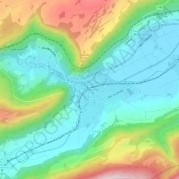 Topografische Karte Fleurier, Höhe, Relief
