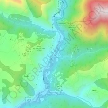 Topografische Karte Gerri de la Sal, Höhe, Relief