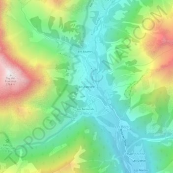 Topografische Karte Le Chatelard, Höhe, Relief