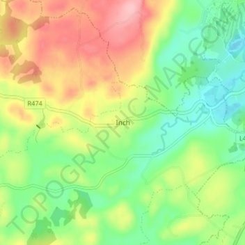 Topografische Karte Inch, Höhe, Relief