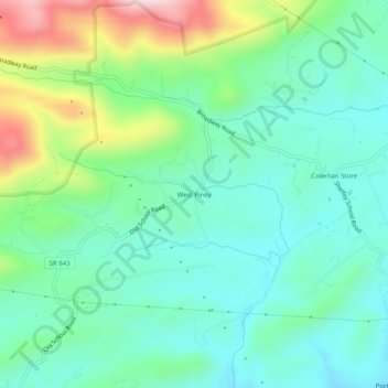 Topografische Karte West Piney, Höhe, Relief