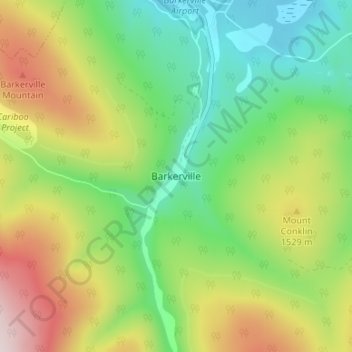 Topografische Karte Barkerville, Höhe, Relief