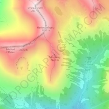 Topografische Karte Dürrnberg, Höhe, Relief