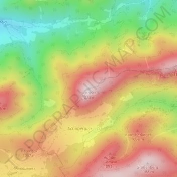 Topografische Karte Schober, Höhe, Relief