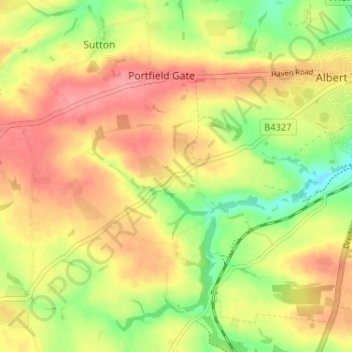 Topografische Karte Dreenhill, Höhe, Relief