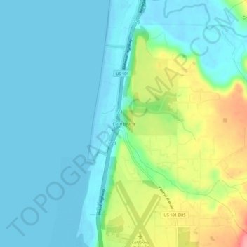 Topografische Karte Clam Beach, Höhe, Relief