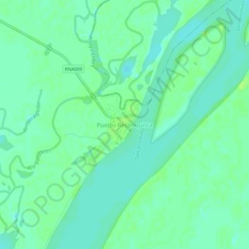 Topografische Karte Puerto Reconquista, Höhe, Relief