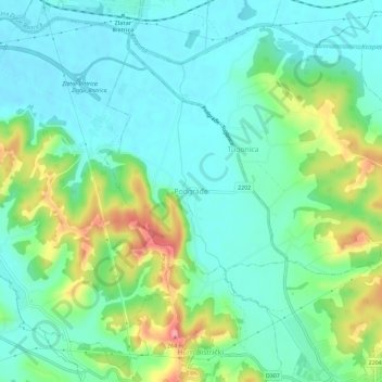 Topografische Karte Podgrađe, Höhe, Relief