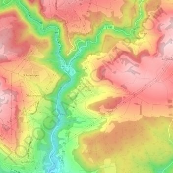 Topografische Karte Aichen, Höhe, Relief