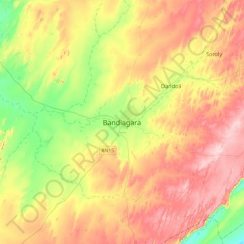 Topografische Karte Bandiagara, Höhe, Relief