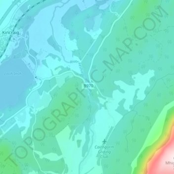 Topografische Karte Feshiebridge, Höhe, Relief