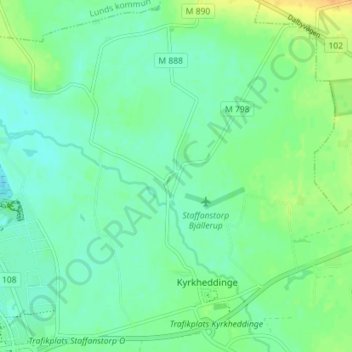 Topografische Karte Stora Bjällerup, Höhe, Relief