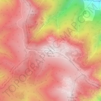 Topografische Karte Marão, Höhe, Relief