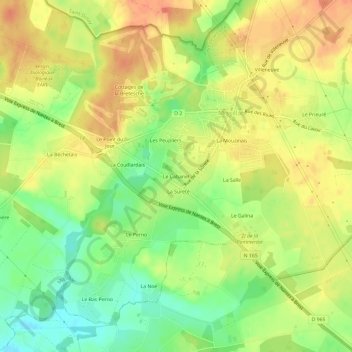 Topografische Karte Le Cabanet, Höhe, Relief