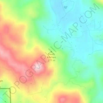 Topografische Karte Devils Kitchen, Höhe, Relief