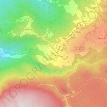Topografische Karte Spert, Höhe, Relief