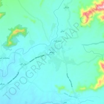 Topografische Karte Rustam, Höhe, Relief