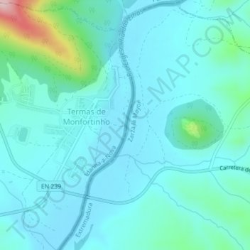 Topografische Karte Rio Erges, Höhe, Relief
