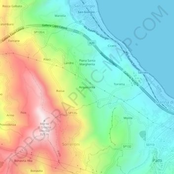 Topografische Karte Acquasanta, Höhe, Relief