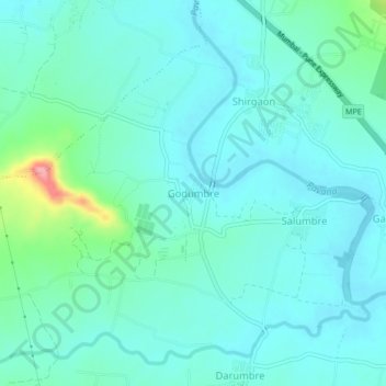 Topografische Karte Godumbre, Höhe, Relief