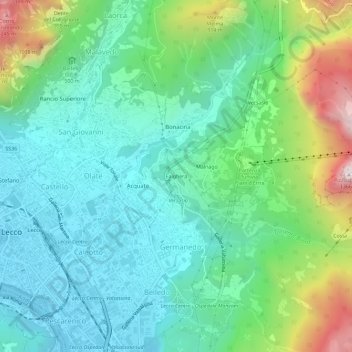 Topografische Karte Falghera, Höhe, Relief