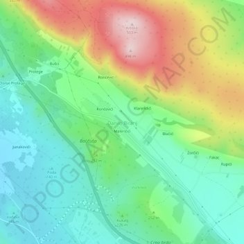 Topografische Karte Danilo Biranj, Höhe, Relief