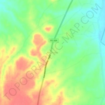 Topografische Karte Anchoto, Höhe, Relief