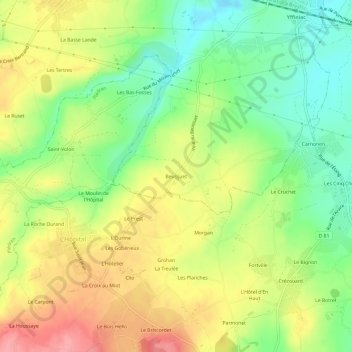 Topografische Karte Beussuet, Höhe, Relief