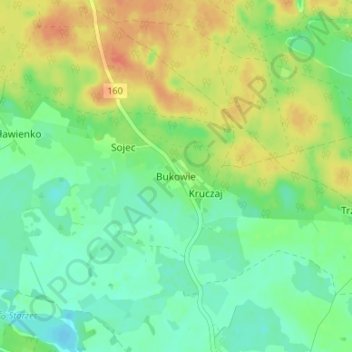 Topografische Karte Bukowie, Höhe, Relief