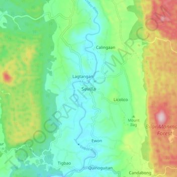 Topografische Karte Sevilla, Höhe, Relief
