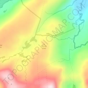 Topografische Karte Windy Gap, Höhe, Relief