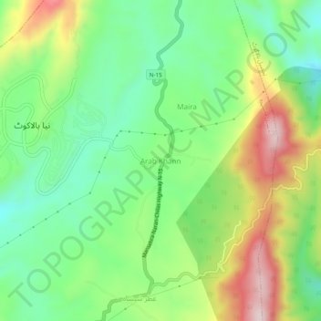 Topografische Karte Arab Khann, Höhe, Relief