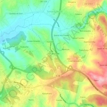 Topografische Karte Vale da Garcia, Höhe, Relief