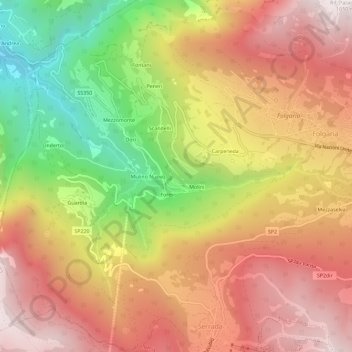 Topografische Karte Marangoni, Höhe, Relief