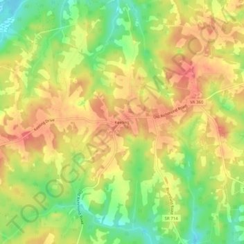 Topografische Karte Keeling, Höhe, Relief