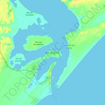 Topografische Karte Rio Grande, Höhe, Relief