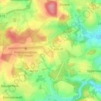 Topografische Karte Pirk, Höhe, Relief
