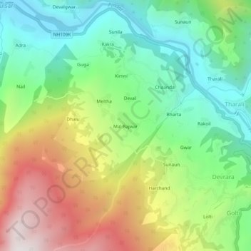 Topografische Karte Mal Bajwar, Höhe, Relief