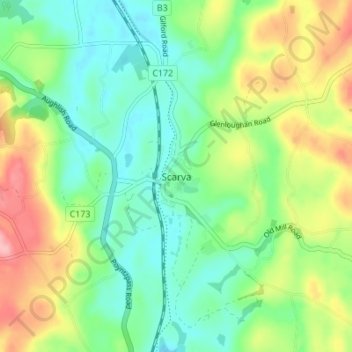 Topografische Karte Scarva, Höhe, Relief